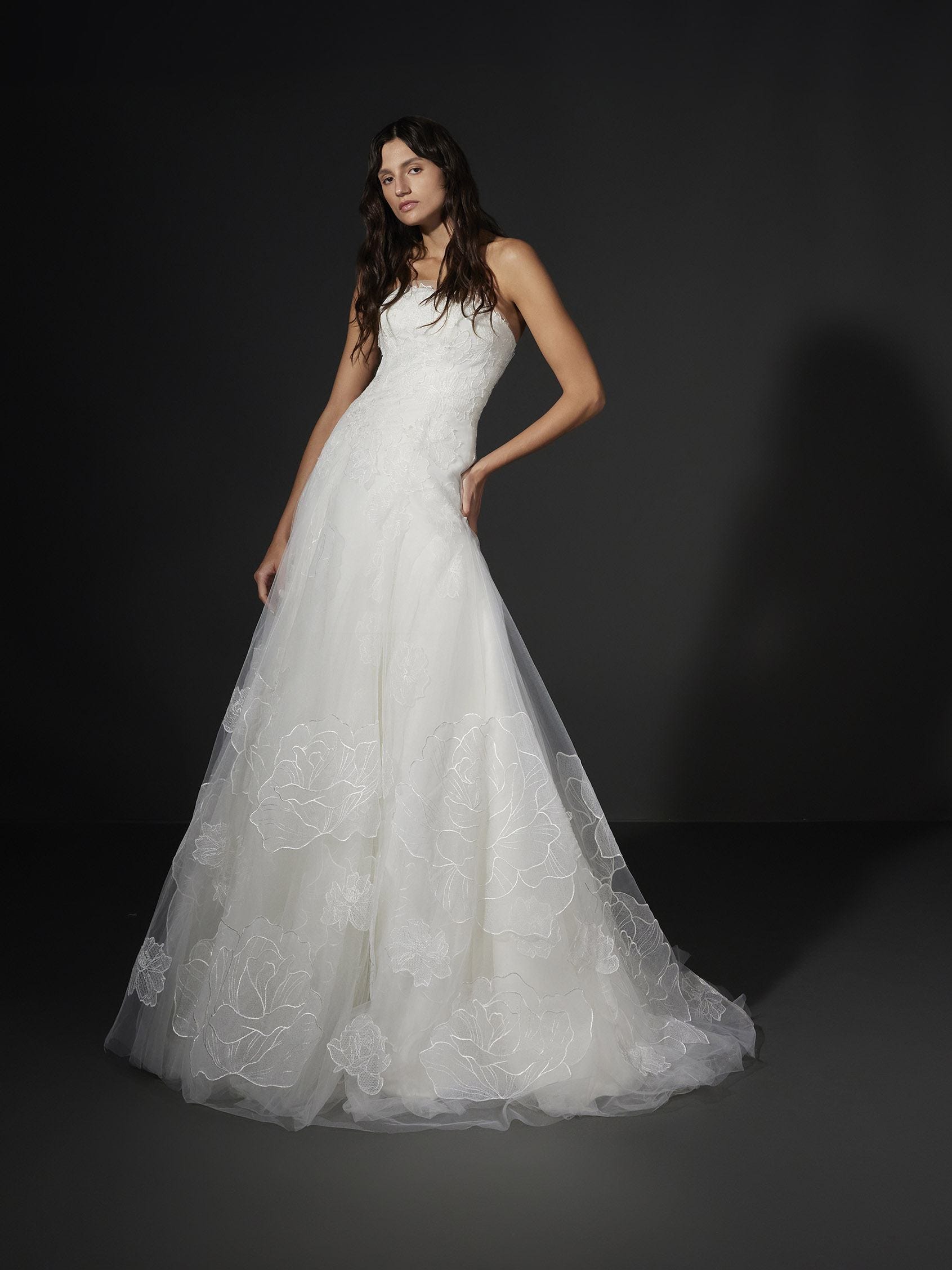 Fashion white by vera wang illusion floral wedding dress